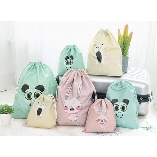 Cute Cartoon Drawstring Bag Portable Clothing Shoes Drawstring Storage Bag For Travel