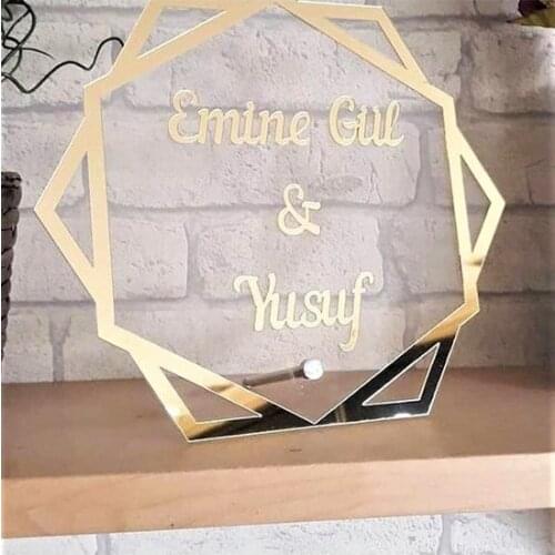 Modern Table Top Name Mirror Tag Promise Engagement Desktop vase jarrón ваза vaso مزهرية