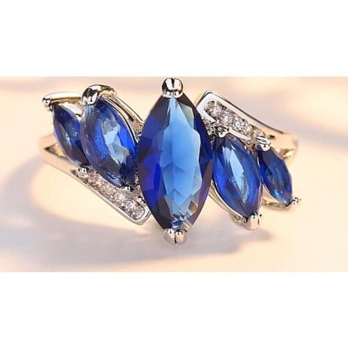 Female Crystal Zircon Stone Ring for Woman Purple Green Water Blue Ring Wedding Band Jewelry Promise Engagement Rings Jewelry