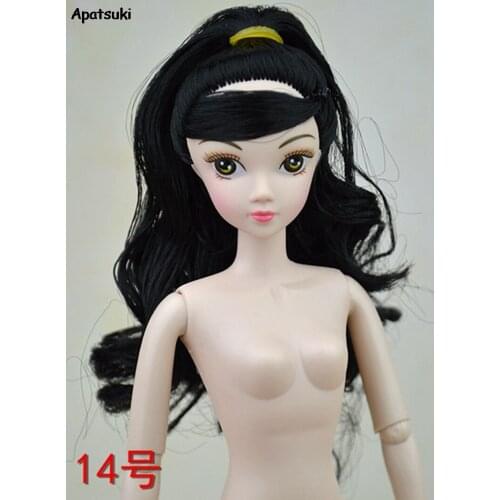 1PCS Moveable 12 Jointed Naked Doll Body + Black Hair Head Doll Accessories for 1/6 Dolls Dollhouse Body for 11.5" Doll Kids Toy