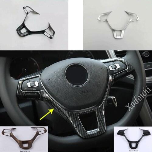 For Volkswagen VW T-cross Tcross 2018 2019 2020 Car Styling Sticker Cover Steering Wheel Kit Trim Frame Panel Parts Hoods 1pcs