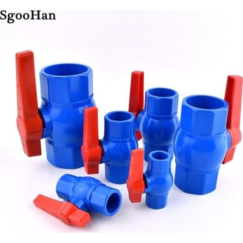 1pc Inner Diameter 20~63mm UPVC Pipe Ball Valves Aquarium Fish Tank Drainage Composite Socket Joint Blue Water Pipe Connector