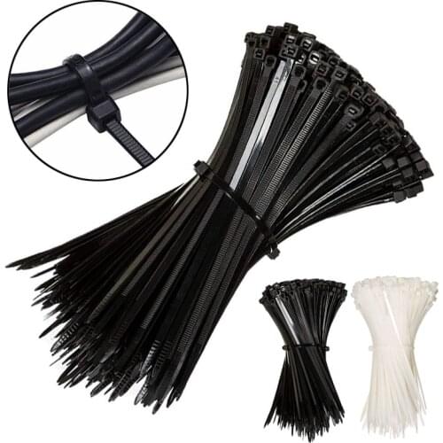 100pcs Self-locking Nylon Cable Tie Fastening Ring Reusable Plastic Cable Ties Zip Fasten Wire Rope Straps Home Office Organizer