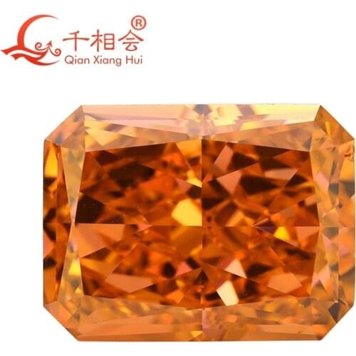 12x16mm orange red color rectangle shape brilliant crushed ice cut cubic zirconia loose stone cz stone