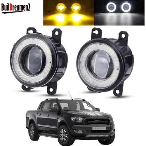 2 Pieces Angel Eye Fog Light Assembly Car LED Lens DRL Fog Daytime Running Lamp 30W 3000LM 12V For Ford Ranger 2005-2015