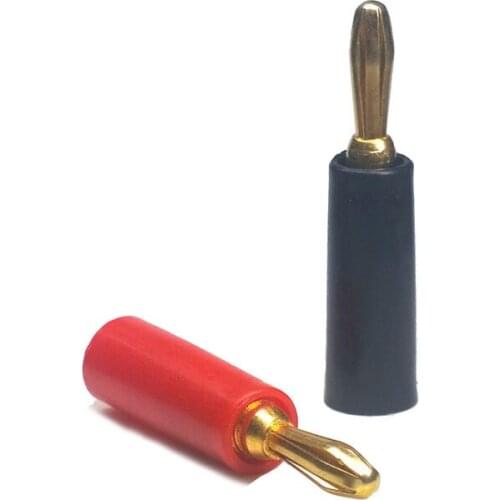 20pcs 4MM gold-plated banana plug connector black red plastic plug shell stereo plug dual audio channel earphone
