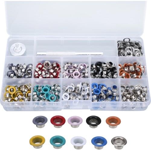 300pcs 5mm Metal Multicolor Eyelets Tools Punch Set with Punch Hole Die Hand Knocking Tools Leather Craft Clothes Accessories