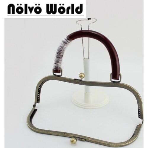 4-10 pieces 26X19cm antiique color purse handbag Metal Retro Frame,Wood handle Kiss Metal Frame Clasp Frame