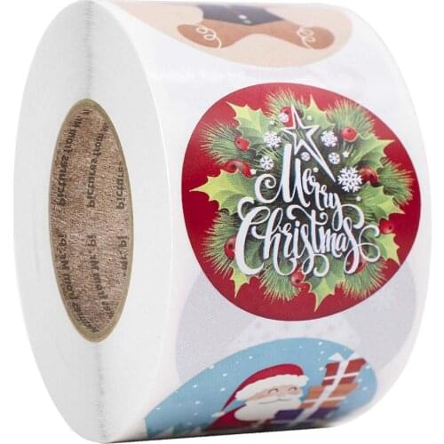500Pcs Snowman Stickers Christmas Gift Decoration Sticker Packaging Stationery Sticker Roll Happy Holidays Decoration Seal Label