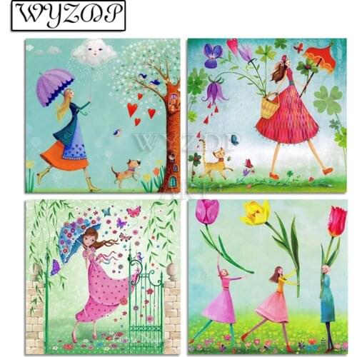 5D Diamond painting Cartoon Girl Picture Full Square/Round Diamond Embroidery Mosaic Cross stitch Gift Kit Home decor 20210531
