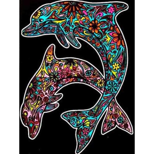5D Animal Embroidery Dolphin Cross Stitch Mosaic Picture Rhinestone Crystal Picture Diamond Painting Bedroom Decoration XN482
