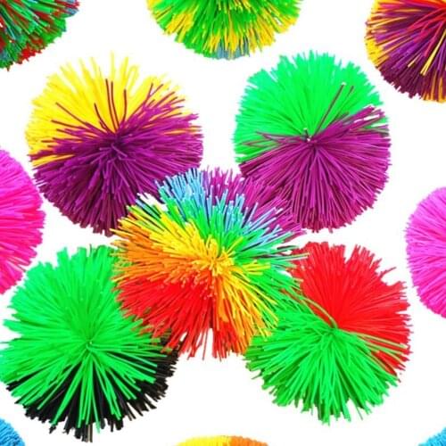 6pcs 6cm Colorful Silicone Koosh Ball Bouncing Fluffy Jugging Ball Sensory Fidgets Stress Relief Toy (Random Color)