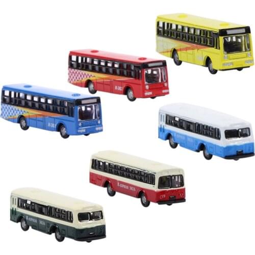 6pcs Diecast Model Buses Car 1:160 Train Layout BS150 Free Wheels model train N scale railway modeling