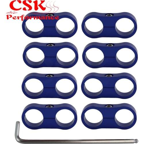 8pcs AN -8 AN8 15.4MM Braided Hose Separator Clamp Fitting Adapter Bracket black / blue/sliver/red