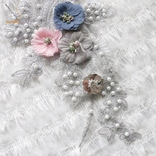 GLace craft supplies Clothing accessories hand made bead bone rope lace embroidery 3D flower embroidery cloth stickers TX764