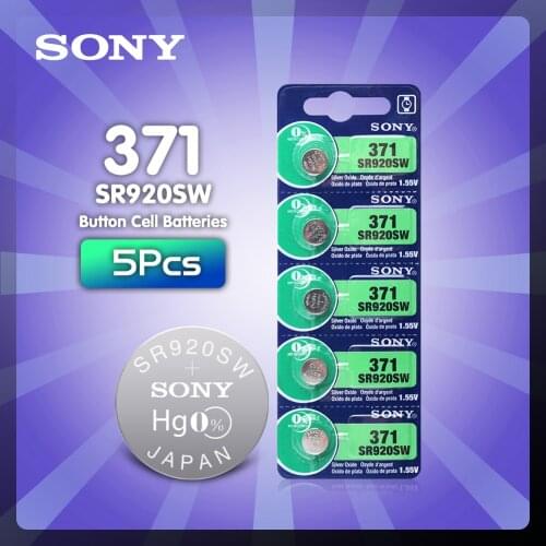 5pcs Sony 100% Original AG6 371 SR920SW 920 1.55V Watch Battery CX69 S21 605 SR920SW 371 Button Coin Cell MADE IN JAPAN