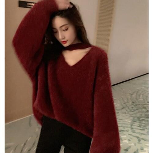 Bella Philosophy Wonder 2020 Winter Solid Casual Fleece Sweater Sweet Designer Pullover Sweater Female Loose Korean Streetwear