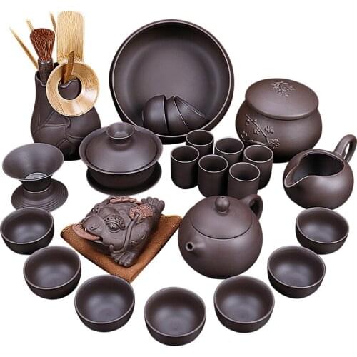 Yixing Purple sand tea set Ceramic kung fu Teapot,handmade Purple sand teapot teacup gaiwan Tureen tea ceremony Gift