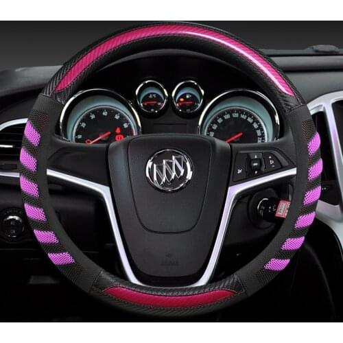Car Carbon Fiber Leather Steering Wheel Covers Interior Accessories 38cm for Buick lacrosse Excellet Verano Regal Car Styling