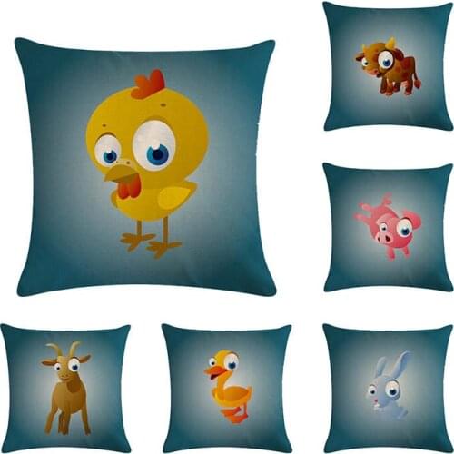 Cartoon animal Cushion cover Snail and bee shark Printed pillowcases Linen cotton Pillow covers Sofa 45x45cm cushion cover ZY569