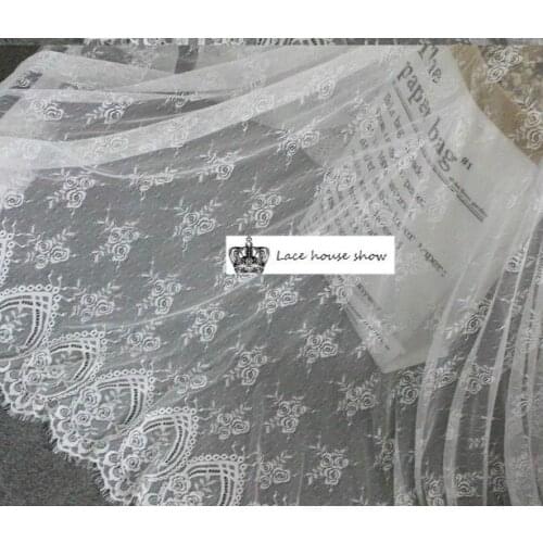 Black and white eyelash lace fabric skirt stitching clothing home curtain accessories Wedding lace