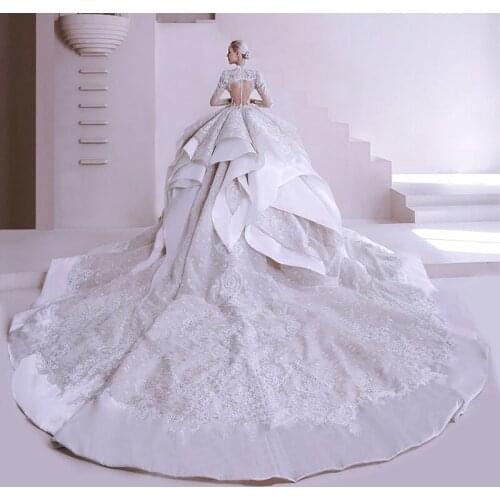 Dubai Saudi Arabia Princess Celebrity Maternity Dresses Wedding Dress Luxury Long Sleeve Bride Dress Wedding Gowns Bridal Dress