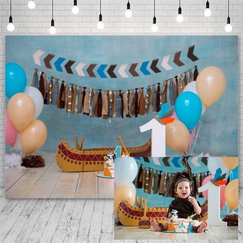 Avezano Cake Smash Backdrop 1st Birthday Party Baby Shower Blue Balloon Ship Photography Background Photo Studio Photozone Decor