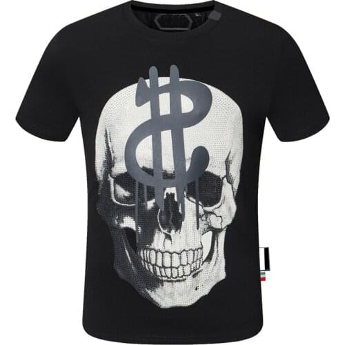 21ss Summer Fashion T Shirt Mens PP Rhinestones Skulls Tops Casual Short-Sleeved Tees O-Neck Hight Quality Tshirt