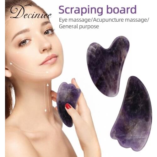 Gua Sha Scraping Massage Tool Amethyst Facial Massager Natural Anti-Aging Face Body Guasha Stone Board Premium Purple Gua Sha