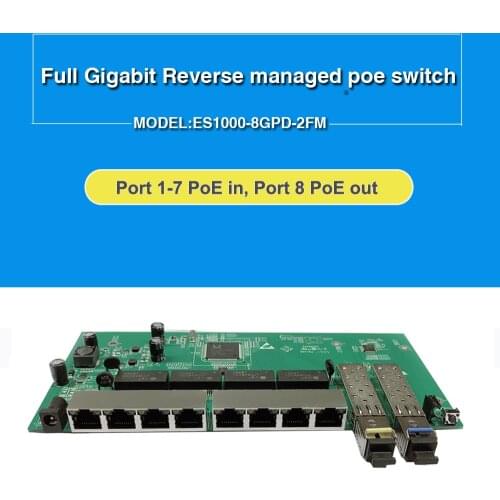 Free shipping 8-Port Gigabit Reverse Poe managed ethernet Switch with 2 SFP slots with VLAN