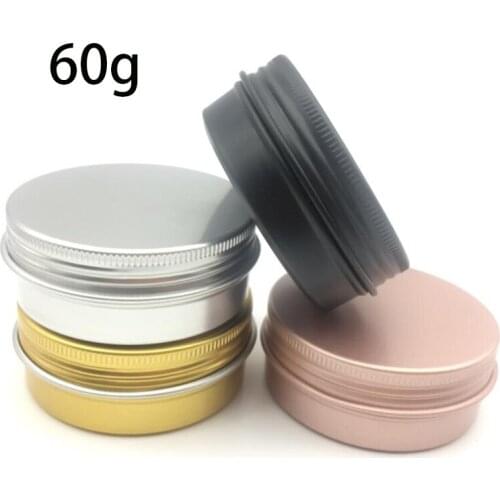2oz cosmetic aluminium jar 50g matte black small metal tin container 50ml glossy black aluminum jar for cream cosmetics packing