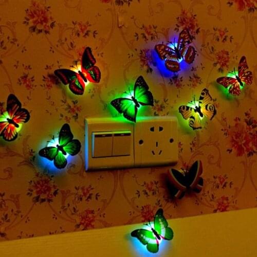 Colorful LED Nigh Lights Butterfly Shape Wall Paste Home Decor For Kids Room Durable Energy-Saving Decorative Lampdiscount