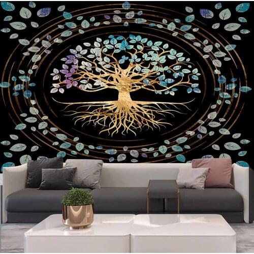 Mystic Tree Of Life Tapestry Wall Hanging Black Tapestries Dorm Decor Psychedelic Tapestry Wall Carpet for Bedroom Living Room