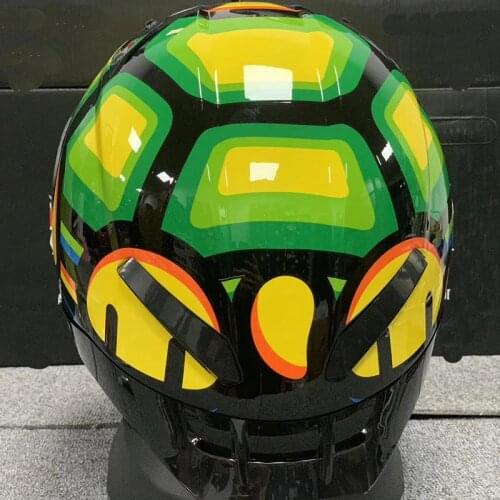 Man And Women Riding Motorcycle With Spoiler Full Face Ece Approved Big Eyes Helmet Little Turtle Motorcycle Helmet