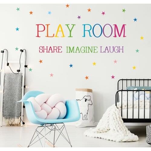 Colored pattern Play room Wall Sticker Kids rooms bedroom decorations wallpaper English proverbs Mural Removable stickers