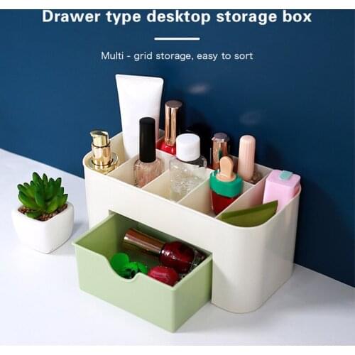 Desktop Makeup Organizer Plastic Large Capacity Jewelry Container With Drawer Nail Polish Case Household Sundries Storage Box