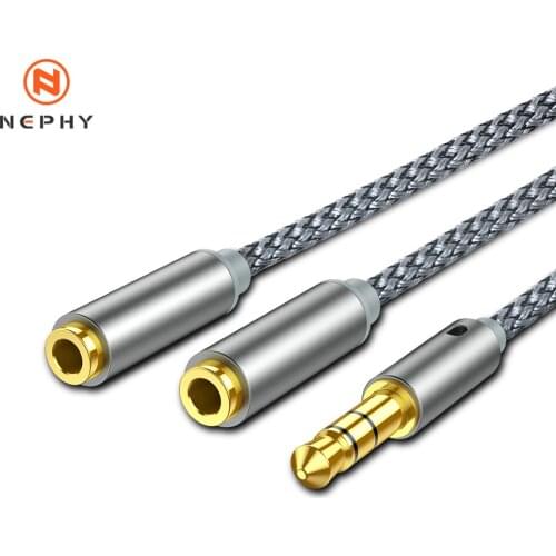 New Headphone Splitter Audio Cable Male to 2 Female 3.5mm Aux Jack Dual Adapter Cord Wire For iPhone Samsung MP3 Player Notebook