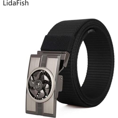 New130*3.8cm Mens Automatic Buckle Alloy Canvas Belt Young People Outdoor Leisure Personality Quick-drying Pants Belt