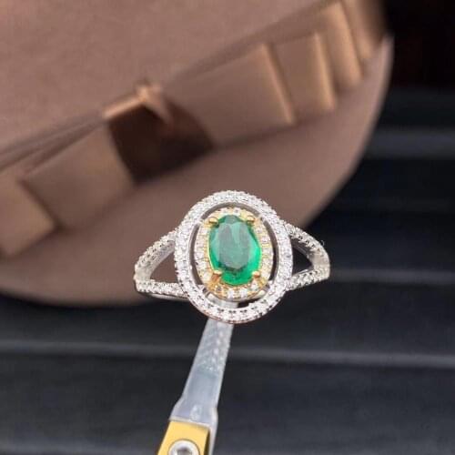 New classic green emerald gemstone ring certified real natural gem silver ornament real 925 silver golden color birthday gift