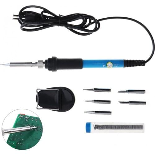 Mini Electric Soldering Irons Kit 60w Temperature Adjustable with Tin Soder Wire 5 Iron Tips Welding Gun Repair Tools