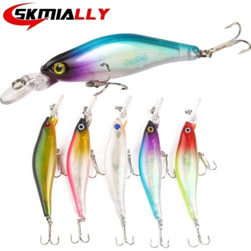 Skmially 2019 Hot Model Laser Fishing Lures Hard Bait 5 colors 100mm 11.5g minnow,quality professional depth 0.6-2.4m SK-77