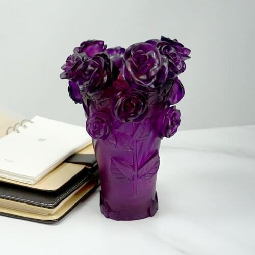 Easten Luxury Color Glazed Crystal Vase Figurines Decoration Home Livingroom Exquisite Flower Art Office Desk Ornaments Crafts