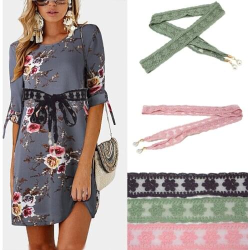 Luxury Brand 2020 Sweet Fashion Ladies Lace Braided Thin Belt Pearl Decoration Waist Chain Female Watch Strap Waist Rope Bg-1580