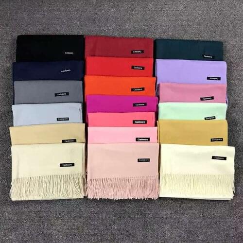 [SLKSCF] 190X70CM New Fashion Solid Scarf Cashmere Blends Scarves Cotton Warn Hijab Scarves Pashmina