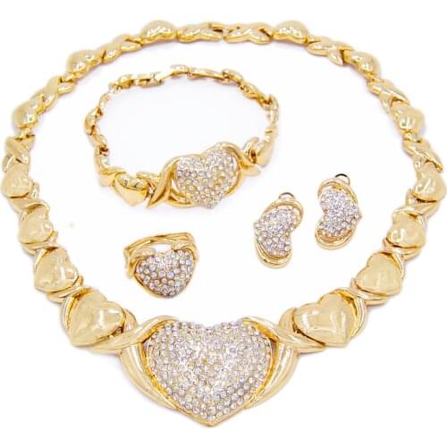 Wedding Bridal Gold Plated Jewelry set Hot Sale Products Xoxo Big Jewelry Set New Design Hug and Kiss I Love You HM20060514