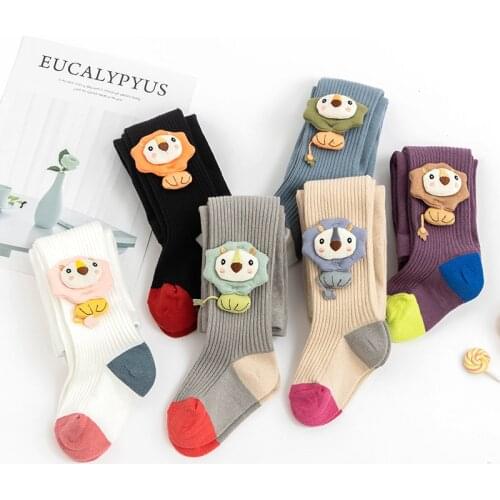 0-8 Years Children Cotton Girls Tights Spring Autumn Winter Knitted Socks for Newborns Animal Decorate