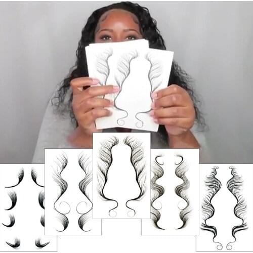 Wholesale 50 pcs Baby Hair Temporary Tattoos Sticker DIY Natural Curly Hair Edges Long lasting Waterproof Template Sticker