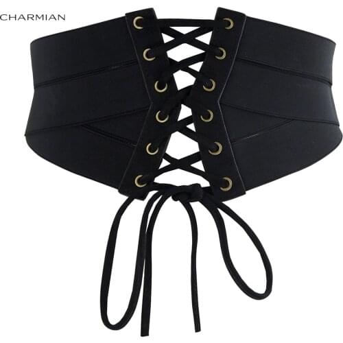 Charmian Vintage Steampunk Corset Belt for Women Gothic Lace Up Underbust Corset and Bustiers with Zip Waist Belt Shape Corselet