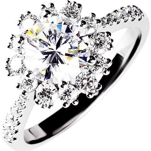 Sunflower Dazzling Big Diamond Women Ring 925 Sterling Silver Luxury Exquisite Engagement Wedding Party Anniversary Gift Jewelry