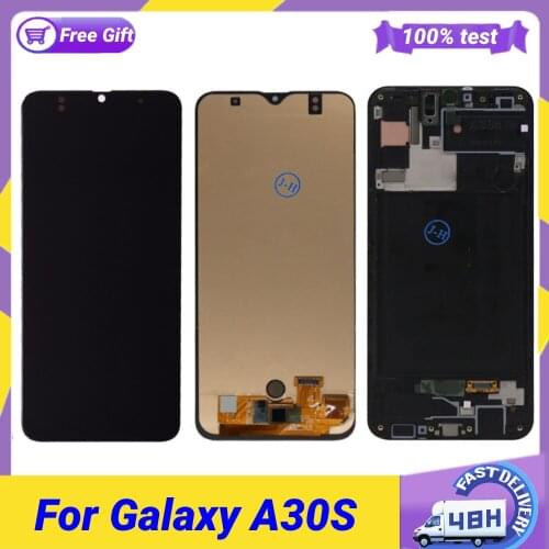 6.4" For Samsung Galaxy A30S A307 A307FN Lcd Display Touch Screen Digitizer Assembly Parts For Samsung A30S A307 With Frame